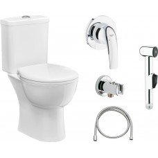 Комплект Унитаз-компакт Grohe Bau Ceramic 39429000 с микролифтом + Гигиенический душ Grohe BauCurve 123072 со смесителем